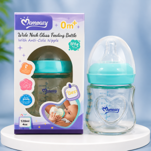 Momeasy Wide Neck Glass Feeding Bottle 120ml (0M+)